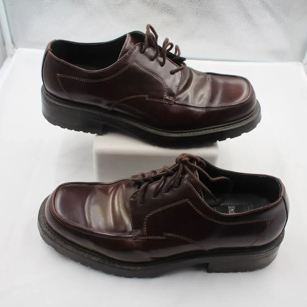Bacco Bucci Men's Size 9 Leather Lace Up Square Toe Oxford Dress Shoes Brown